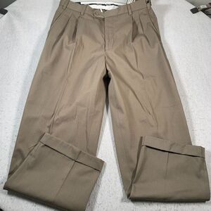 Kirkland Signature Slacks‎ Mens 36x30 Brown Teflon Pleated Twill Pant